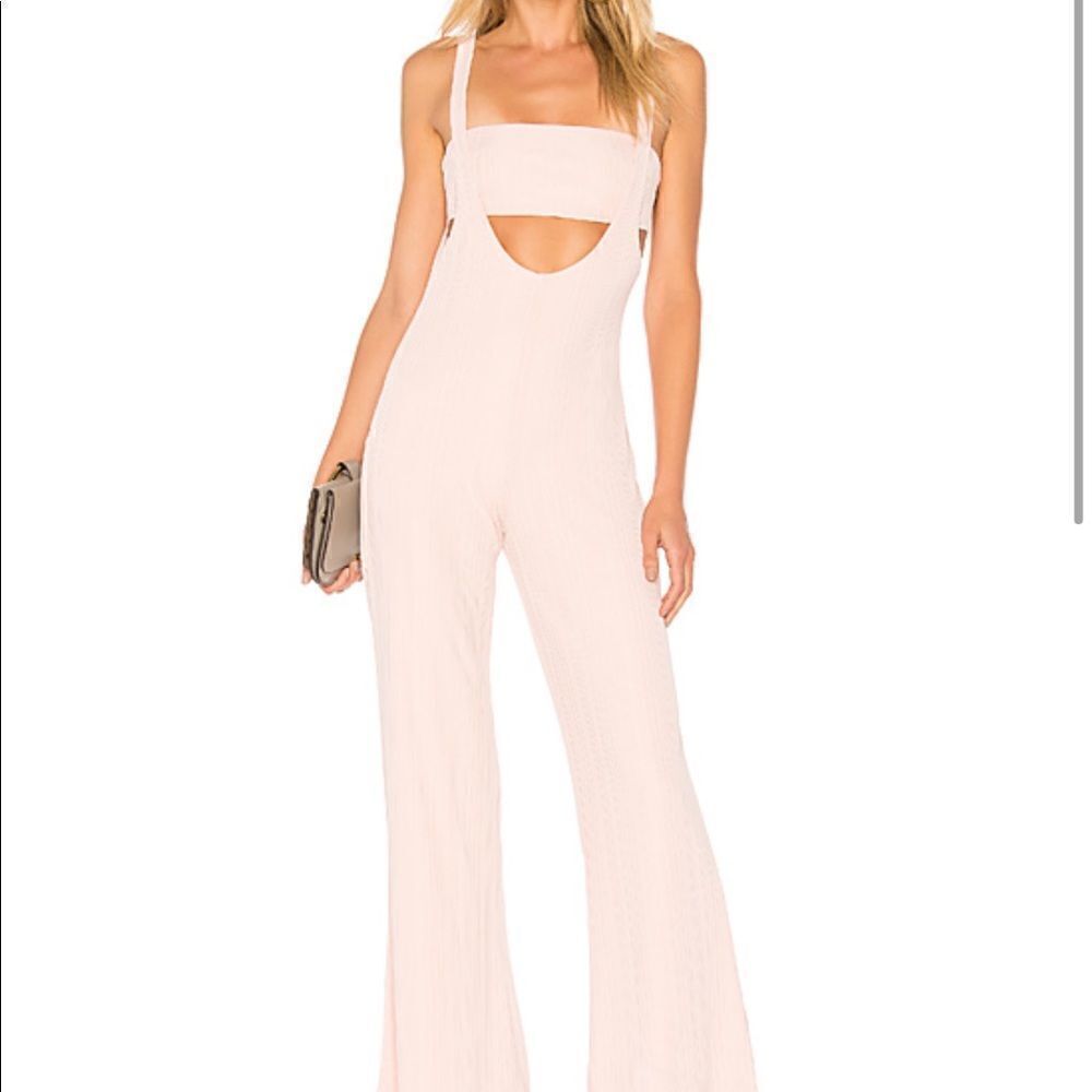 House of Harlow Ribbed Wide Leg Jumpsuit with Bandeau